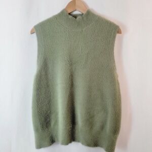 Bailey 44 Womens XL Sage Green Fuzzy Eyelash Knit Mock Neck Sweater Vest Top